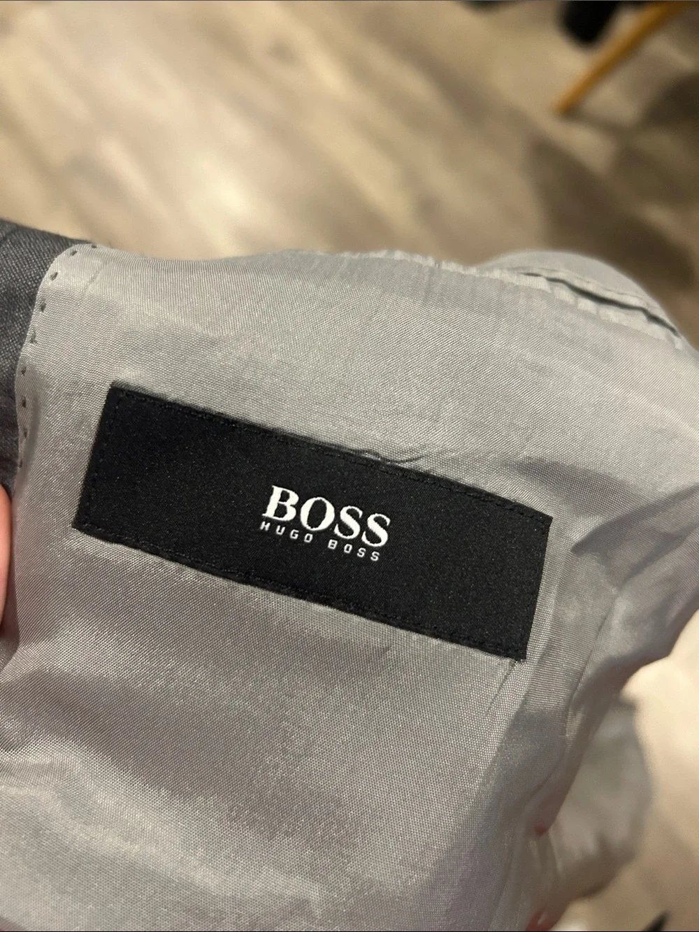 Hugo Boss Cropped Pinstripe Blazer - Charcoal Gray